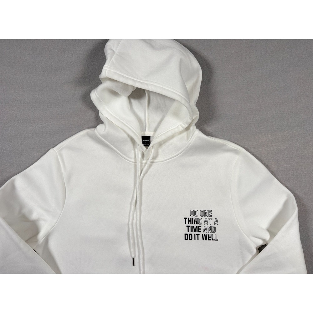 Manfinity "Do One Thing At A Time And Do It Well" White Hoodie - Size S - NEW